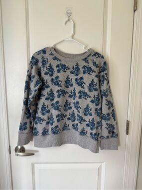 The North Face Grey Crewneck with Blue Floral Pattern